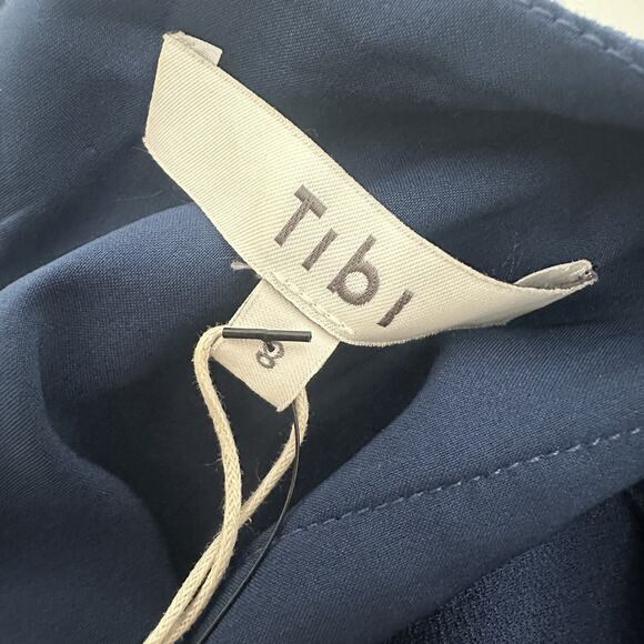 Tibi Dress Womens 8 Blue Navy Dot Tie Waist Square Neck Costal Beach - Picture 8 of 15